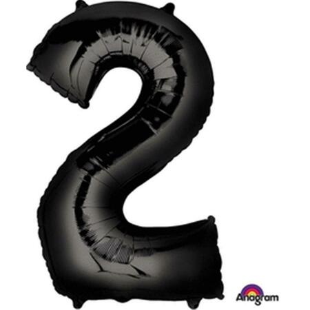 ANAGRAM 33 in. Number 2 Black Super Shape Foil Balloons 66587